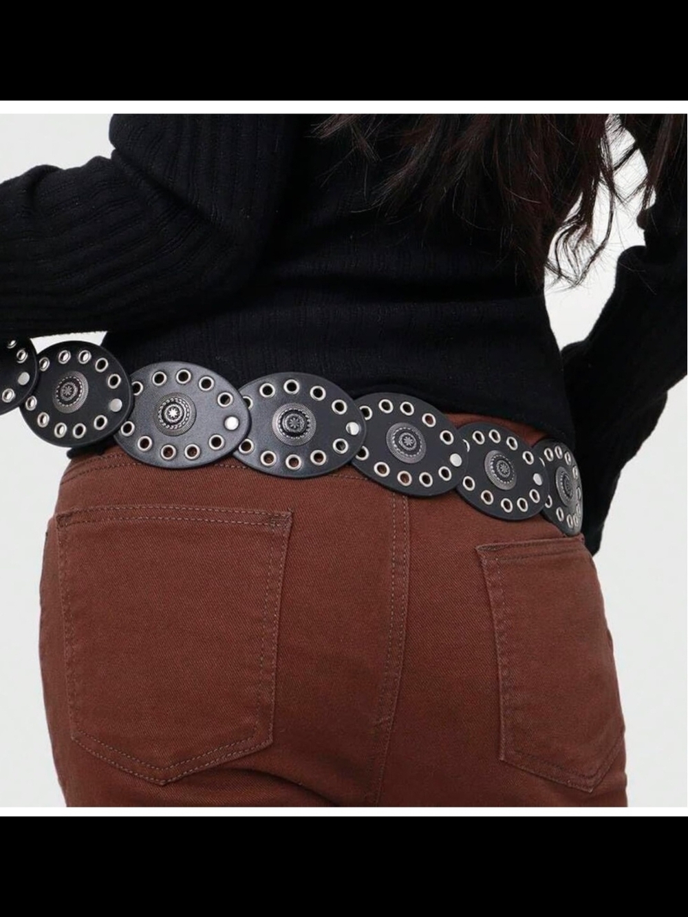 Black Western Concho Belt - Picture 3 of 6